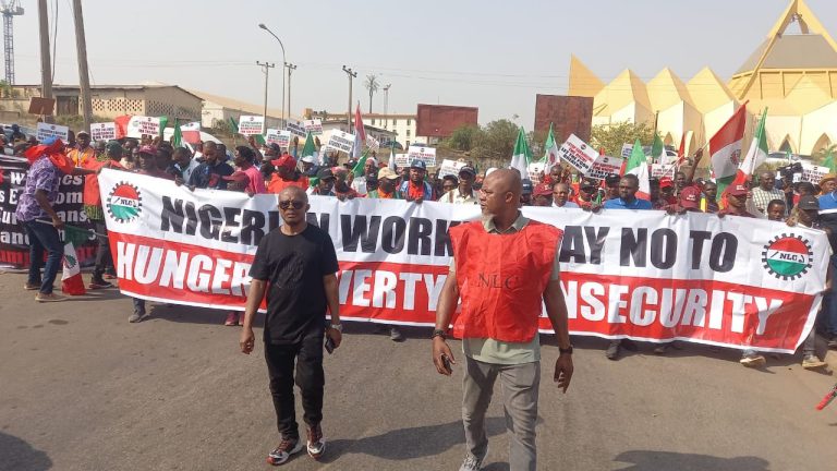 Joe Ajaero leads NLC protest