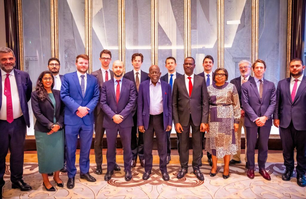 President Tinubu in a meeting with global investors in France, with Nigeria's Finance Minister present